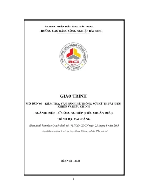 Giáo trình mô đun 09 kiểm tra vận hành hệ thống với kỹ thuật điều khiển và điều chỉnh giáo trình dùng cho giảng viên và sinh viên ngành điện tử công nghiệp tiêu chuẩn chlb đức