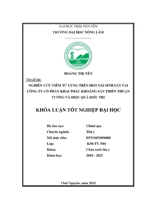 Nghiên cứu viêm tử cung trên heo nái sinh sản tại công ty cổ phần khai thác khoáng sản thiên thuận tường và hiệu quả điều trị