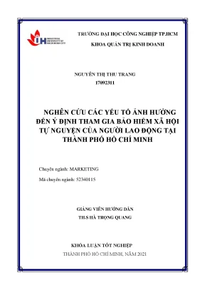 Nghiên cứu các yếu tố ảnh hưởng đến ý định tham gia bảo hiểm xã hội tự nguyện của người lao động tại thành phố hồ chí minh