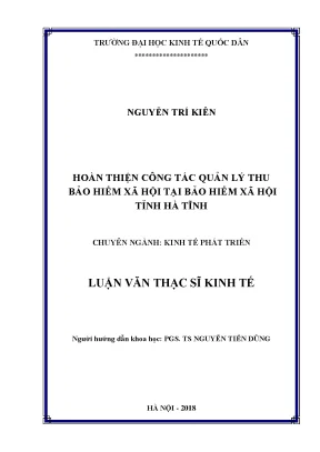 Hoàn thiện công tác quản lý thu bảo hiểm xã hội tại bảo hiểm xã hội tỉnh hà tĩnh