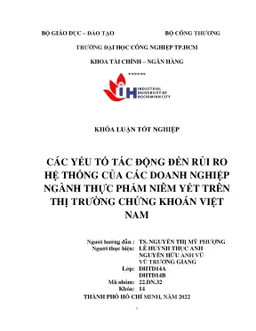 Các yếu tố tác động đến rủi ro hệ thống của các doanh nghiệp ngành thực phẩm niêm yết trên thị trường chứng khoán việt nam