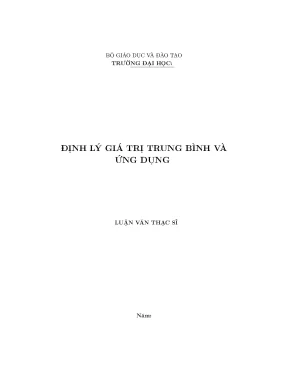 Định lý giá trị trung bình và ứng dụng