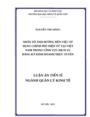 Luận án tiến sĩ nhân tố ảnh hưởng đến việc chấp nhận sử dụng chính phủ điện tử tại việt nam trong lĩnh vực dịch vụ đăng ký kinh doanh trực tuyến