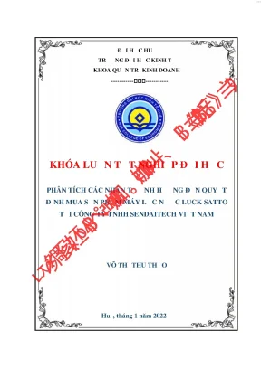 Phân tích các nhân tố ảnh hưởng đến quyết định mua của người tiêu dùng đối với sản phẩm máy lọc nước luck satto tại công ty tnhh sendaitech việt nam