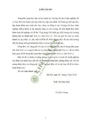 Ứng dụng gis đánh giá chất lượng môi trường không khí tại thành phố sơn la tỉnh sơn la