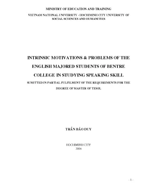 Intrinsic motivations problems of the english majored students of bentre college in studying speaking skill