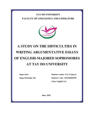 A study on the difficulties in writing argumentative essays of english majored sophomores at tay do university