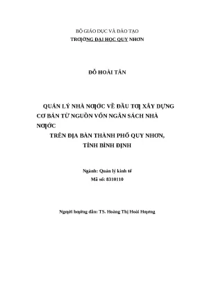 0393 quản lý nhà nước về đầu tư xây dựng cơ bản từ nguồn vốn ngân sách nhà nước trên địa bàn thành phố quy nhơn tỉnh bình định luận văn tốt nghiệp