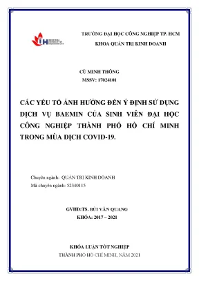 Các yếu tố ảnh hưởng đến ý định sử dụng dịch vụ baemin của sinh viên đại học công nghiệp thành phố hồ chí minh trong mùa dịch covid 19