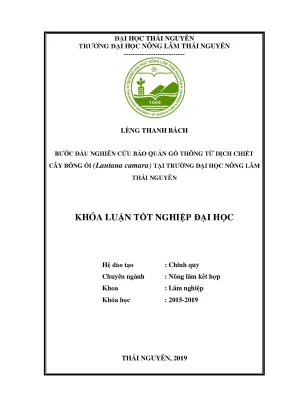 Khóa luận tốt nghiệp bước đầu nghiên cứu bảo quản gỗ thông từ dịch chiết cây bông ổi lantana camara tại trường đại học nông lâm thái nguyên