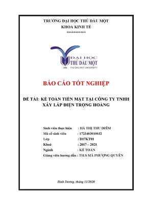 Khóa luận tốt nghiệp kế toán tiền mặt tại công ty tnhh xây lắp điện trọng hoàng