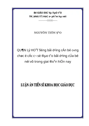 Luận án quản lý hoạt động bồi dưỡng cán bộ công chức ở các cơ sở đào tạo bồi dưỡng của bộ nội vụ trong giai đoạn hiện nay