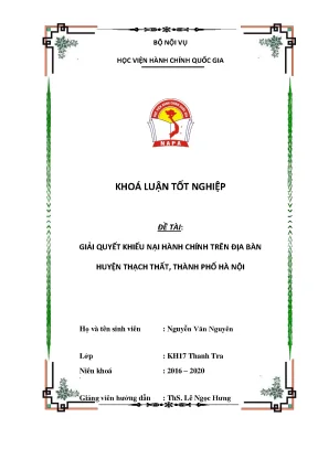 Giải quyết khiếu nại hành chính trên địa bàn huyện thạch thất thành phố hà nội