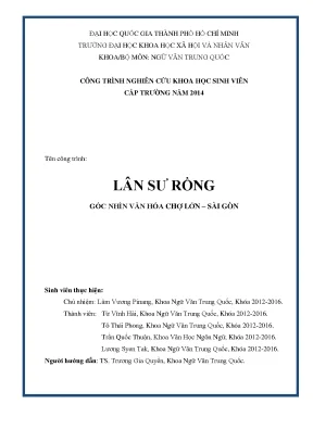Lân sư rồng góc nhìn văn hóa chợ lớn sài gòn công trình nghiên cứu khoa học sinh viên cấp trường