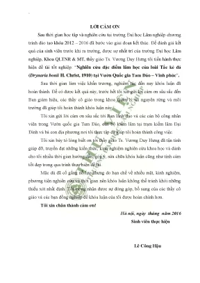 Nghiên cứu đặc điểm lâm học của loài tắc kè đá drynaria bonii h christ 1910 tại vườn quốc gia tam đảo vĩnh phúc