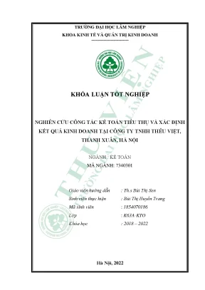 Nghiên cứu công tác kế toán tiêu thụ và xác định kết quả kinh doanh tại công ty tnhh thêu việt thanh xuân hà nội