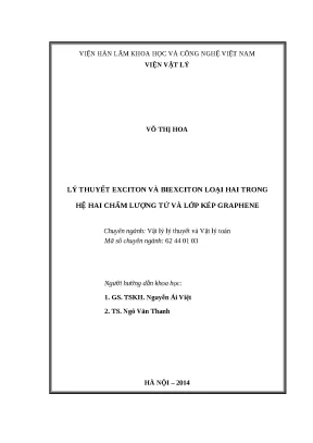 1208 lý thuyết exciton và biexciton loại hai trong hệ hai chấm lượng tử và lớp kép graphene luận văn tốt nghiệp