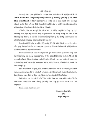 Luận văn tốt nghiệp tmu phân tích và thiết kế hệ thống thông tin quản lý nhân sự tại công ty cổ phần phần mềm matech mobile