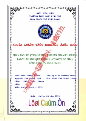 Phân tích hoạt động tiêu thụ sản phẩm phân bón tại chi nhánh quảng bình công ty cp tổng công ty sông gianh