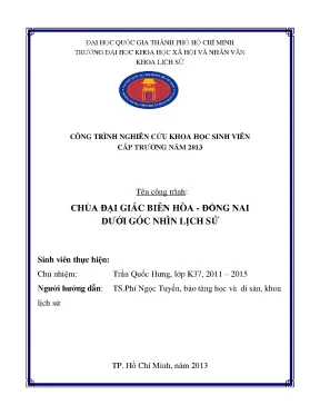 Chùa đại giác biên hòa đồng nai dưới góc nhìn lịch sử đề tài sinh viên nghiên cứu khoa học cấp trường 2013