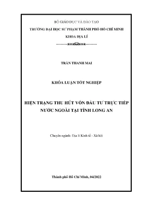 Hiện trạng thu hút vốn đầu tư trực tiếp nước ngoài tại tỉnh long an