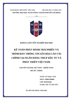 195 kế toán phát hành trái phiếu và trình bày thông tin lên báo cáo tài chính tại nh tmcp đầu tư và phát triển vn khóa luận tốt nghiệp đại học 2023