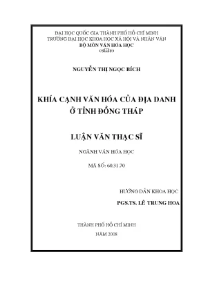Khía cạnh văn hóa của địa danh ở tỉnh đồng tháp