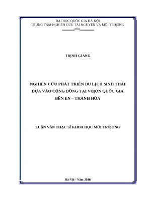 Luận văn thạc sĩ khoa học môi trường nghiên cứu phát triển du lịch sinh thái dựa vào cộng đồng tại vườn quốc gia bến en thanh hóa