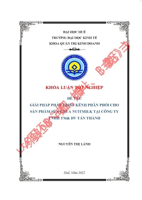 Giải pháp phát triển kênh phân phối cho sản phẩm sữa chua nutimilk tại công ty tnhh tm và dv tấn thàn