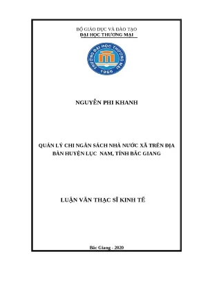 Luận văn quản lý chi ngân sách xã trên địa bàn huyện lục nam tỉnh bắc giang