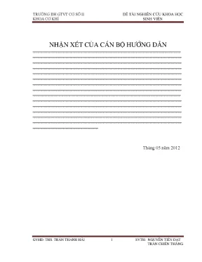Sử dụng phương pháp phần tử hữu hạn trong việc giải bài toán tiếp xúc đề tài nghiên cứu khoa học sinh viên