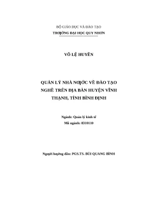0399 quản lý nhà nước về đào tạo nghề trên địa bàn huyện vĩnh thạnh tỉnh bình định luận văn tốt nghiệp