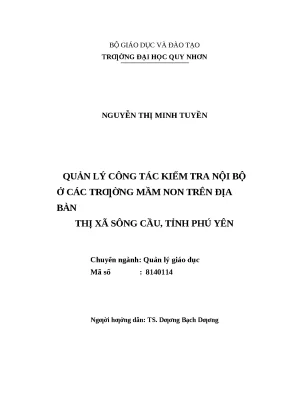 0514 quản lý công tác kiểm tra nội bộ ở các trường mầm non trên địa bàn thị xã sông cầu tỉnh phú yên luận văn tốt nghiệp