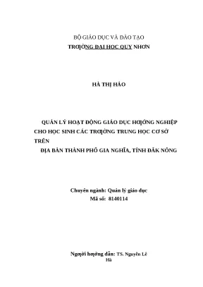 0467 quản lý hoạt động giáo dục hướng nghiệp cho học sinh các trường trung học cơ sở trên địa bàn thành phố gia nghĩa tỉnh đắk nông luận văn tốt nghiệp