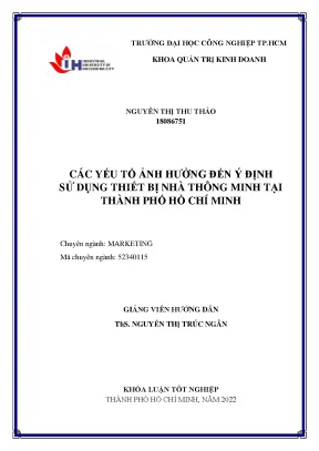 Các yếu tố ảnh hưởng đến ý định sử dụng thiết bị nhà thông minh tại thành phố hồ chí minh