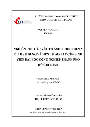 Nghiên cứu các yếu tố ảnh hưởng đến ý định sử dụng ví điện tử airpay của sinh viên đại học công nghiệp thành phố hồ chí minh