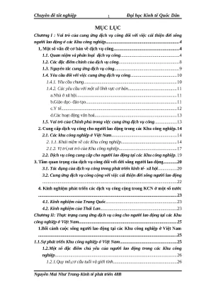Luận văn tốt nghiệp cung cấp dịch vụ công cho người lao động tại các khu công nghiệp