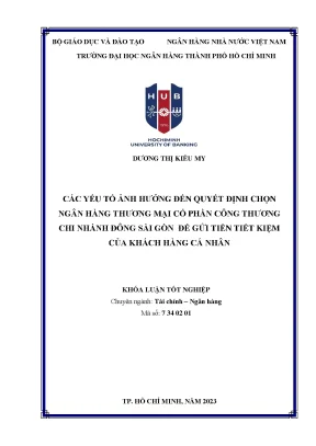 Các yếu tố ảnh hưởng đến quyết định chọn ngân hàng tmcp công thương cn đông sài gòn để gửi tiết kiệm của khách hàng cá nhân
