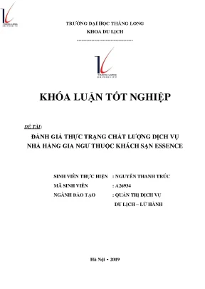 Đánh giá thực trạng chất lượng dịch vụ nhà hàng gia ngư thuộc khách sạn essence