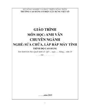Giáo trình anh văn chuyên ngành nghề sửa chữa lắp ráp máy tính cao đẳng