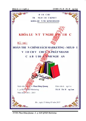 Hoàn thiện chính sách marketing mix đối với dịch vụ chuyển phát nhanh của bưu điện tỉnh nghệ an