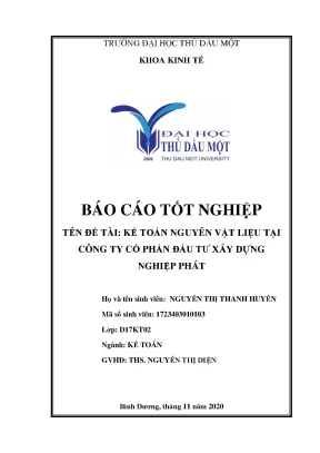 Khóa luận tốt nghiệp kế toán nguyên vật liệu tại công ty cổ phần đầu tư xây dựng nghiệp phát
