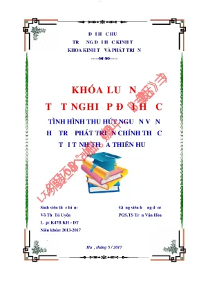 Tình hình thu hút nguồn vốn hỗ trợ phát triển chính thức tại tỉnh thừa thiên huế