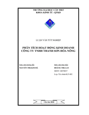 Phân tích hoạt động kinh doanh công ty tnhh thanh sơn hóa nông