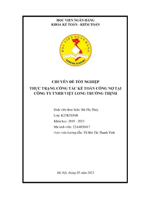 Chuyên đề tốt nghiệp thực trạng kế toán công nợ
