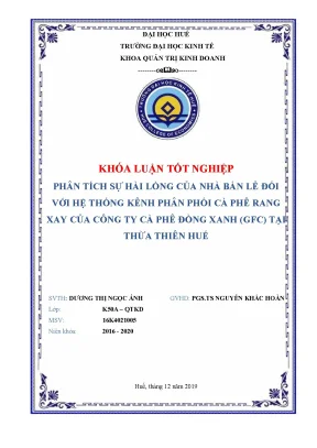 Đánh giá hệ thống kênh phân phối cà phê rang xay của công ty cà phê đồng xanh gfc tại thành phố huế