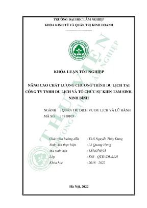 Nâng cao chất lượng chương trình du lịch tại công ty tnhh du lịch và tổ chức sự kiện tam sinh ninh bình