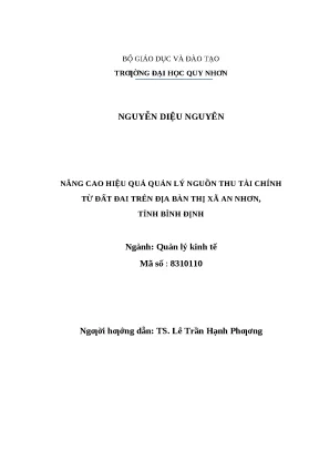 1111 nâng cao hiệu quả quản lý nguồn thu tài chính từ đất đai trên địa bàn thị xã an nhơn tỉnh bình định luận văn tốt nghiệp