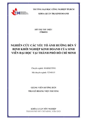 Nghiên cứu các yếu tố ảnh hưởng đến ý định khởi nghiệp kinh doanh của sinh viên đại học tại thành phố hồ chí minh