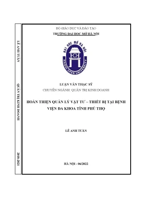 Hoàn thiện quản lý vật tư thiết bị tại bệnh viện đa khoa tỉnh phú thọ